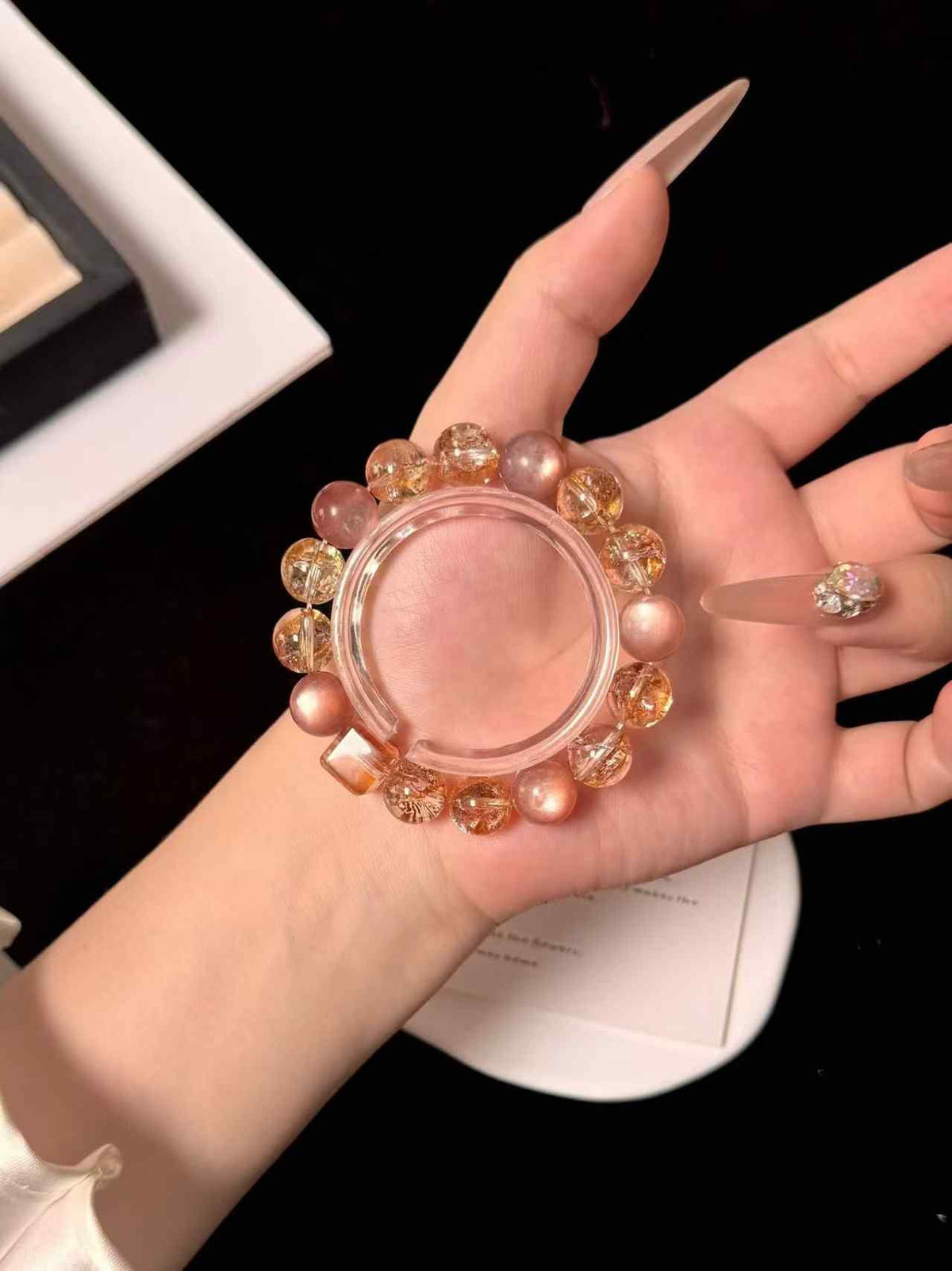 12mm Pink Lepidolite & Gold-Foil Inclusion Quartz Bracelet | Handcrafted Natural Beaded Jewelry Rooted in Traditional Eastern Culture