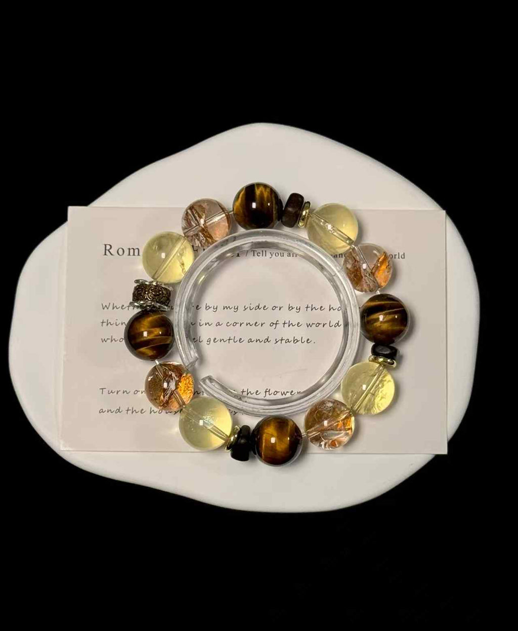 14mm Mixed Gemstone Beaded Bracelet | Gold‑Foil Inclusion Quartz, Citrine & Golden Tiger’s‑Eye | Handcrafted Jewelry Rooted in Traditional Eastern Culture