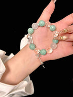 14mm Amazonite, Green Fluorite & Clear Quartz Mixed Bracelet | Natural Handcrafted Beaded Jewelry Rooted in Traditional Eastern Culture