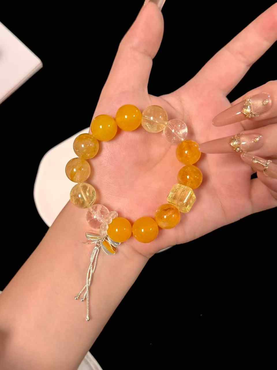 14mm Mixed Gemstone Bracelet | Yellow Inclusion Quartz, Citrine, Clear Quartz & Yellow Agate | Handcrafted Natural Beaded Jewelry Rooted in Traditional Eastern Culture