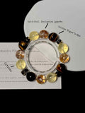 14mm Mixed Gemstone Beaded Bracelet | Gold‑Foil Inclusion Quartz, Citrine & Golden Tiger’s‑Eye | Handcrafted Jewelry Rooted in Traditional Eastern Culture