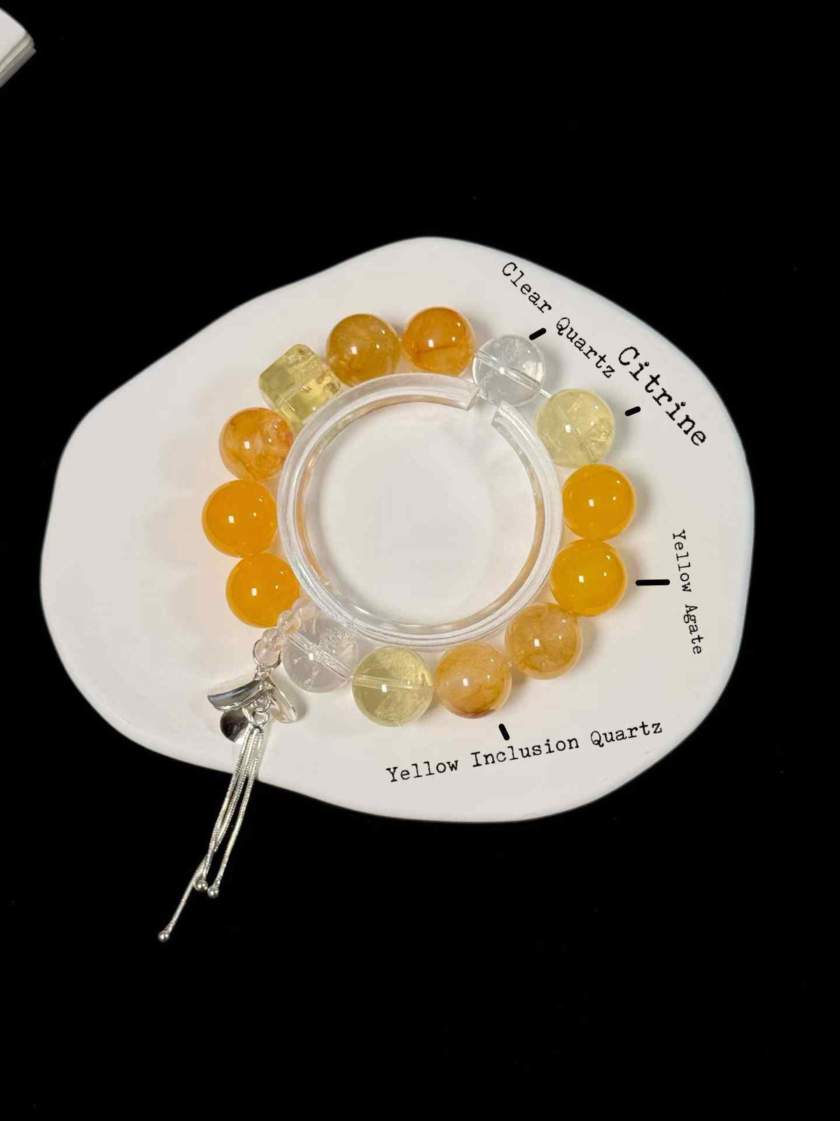 14mm Mixed Gemstone Bracelet | Yellow Inclusion Quartz, Citrine, Clear Quartz & Yellow Agate | Handcrafted Natural Beaded Jewelry Rooted in Traditional Eastern Culture