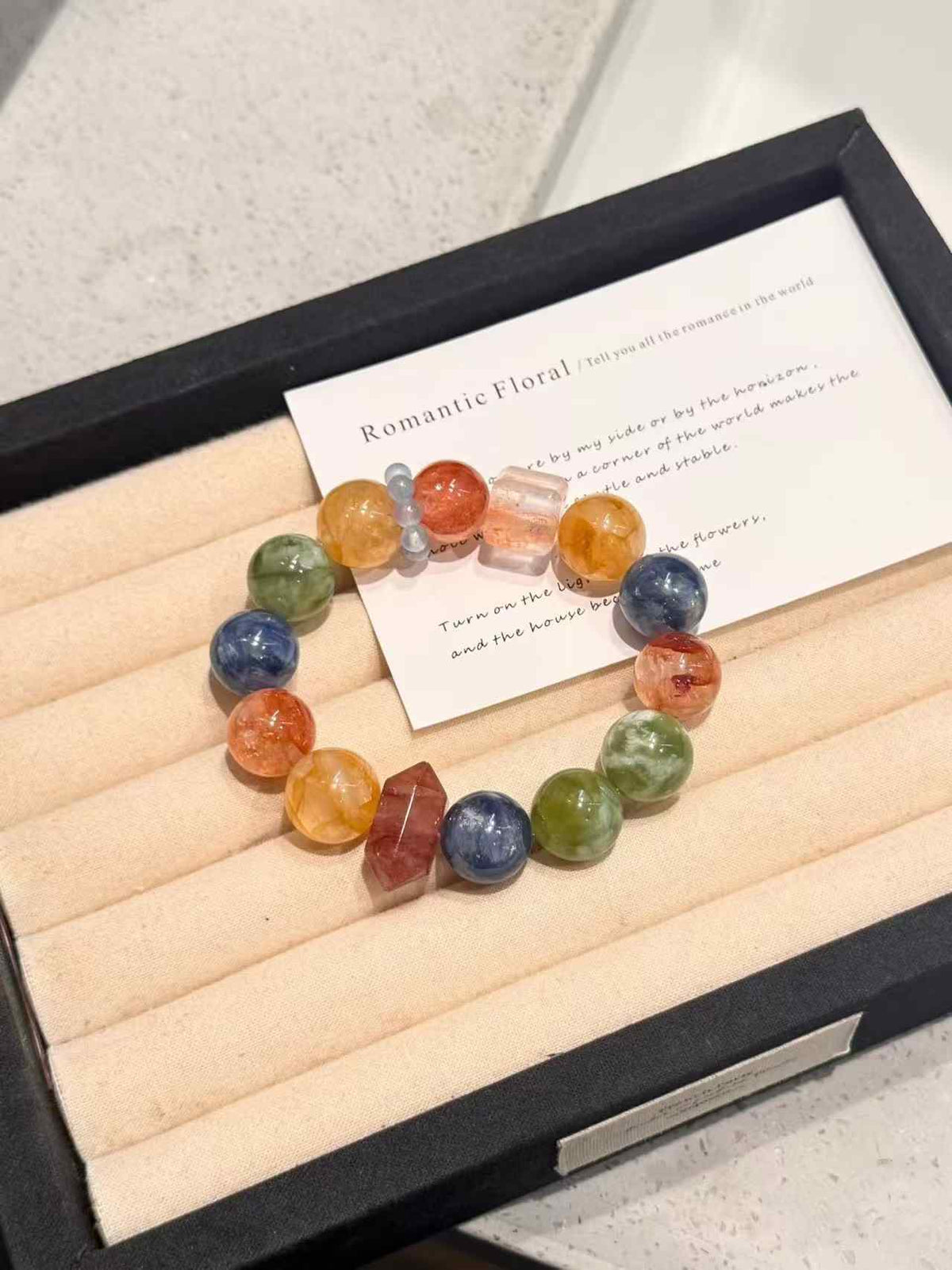 15mm Kyanite, Red Inclusion Quartz, Yellow Inclusion Quartz & Serpentine Jade Bracelet | Handcrafted Natural Beaded Jewelry Rooted in Traditional Eastern Culture