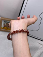 7mm Red Inclusion Quartz Bracelet | Handcrafted Natural Crystal Beaded Jewelry Rooted in Traditional Eastern Cultur
