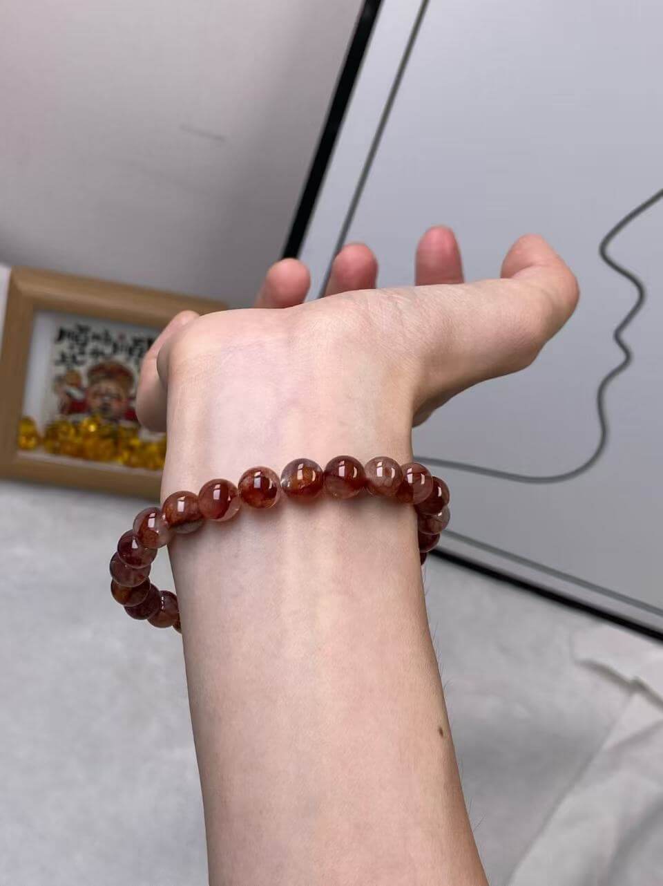 7mm Red Inclusion Quartz Bracelet | Handcrafted Natural Crystal Beaded Jewelry Rooted in Traditional Eastern Cultur
