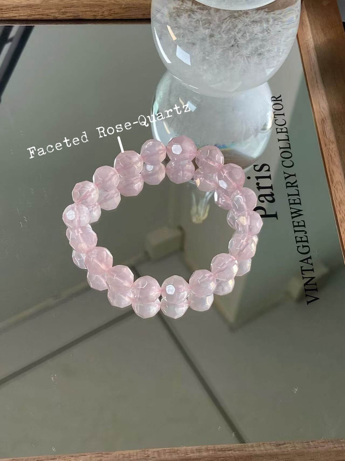 10mm Faceted Rose Quartz Bracelet | Handcrafted Natural Cut Crystal Jewelry Rooted in Traditional Eastern Culture