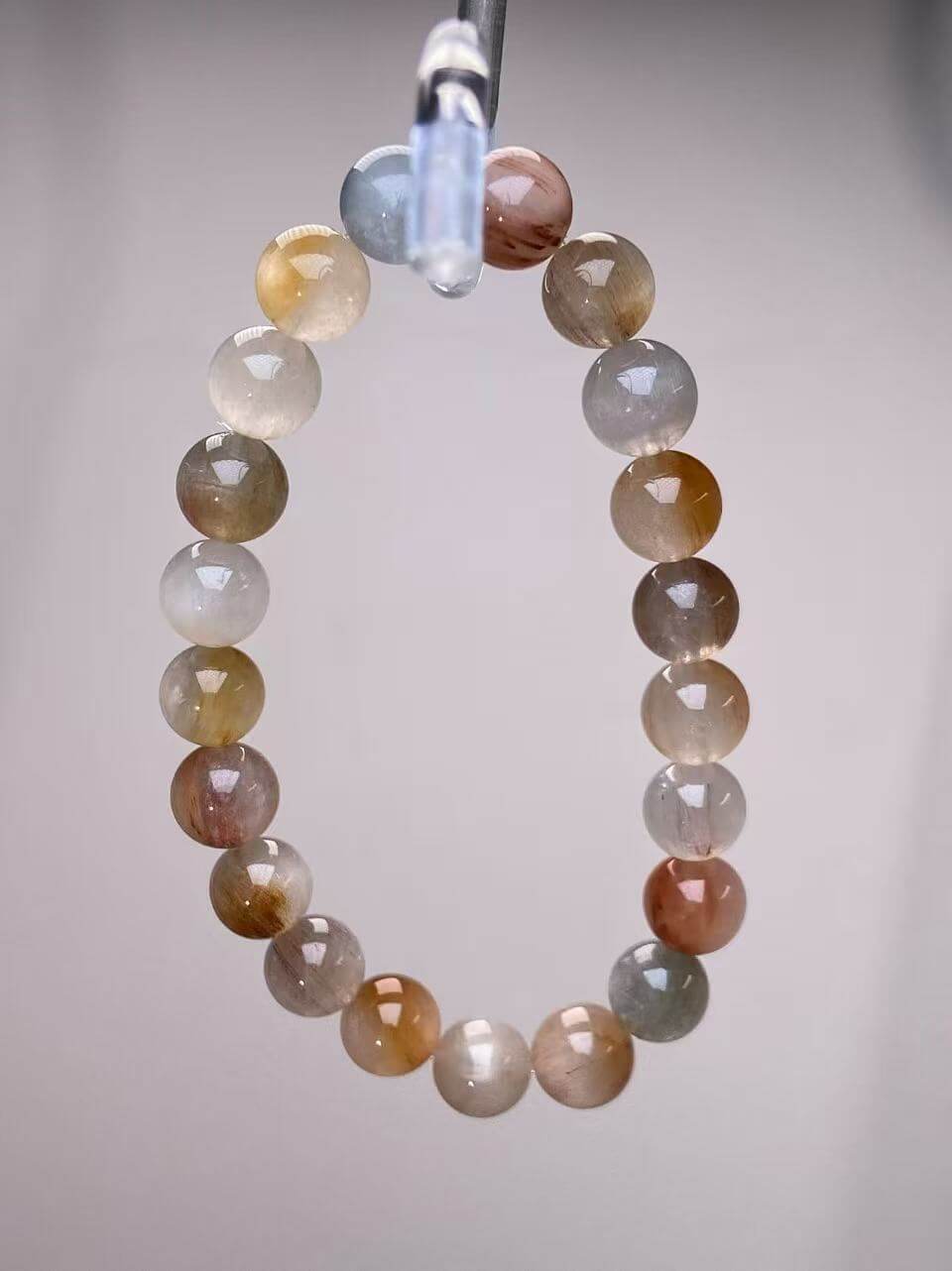 9mm Colorful Rabbit Hair Quartz Bracelet | Handcrafted Natural Crystal Beaded Jewelry Rooted in Traditional Eastern Culture
