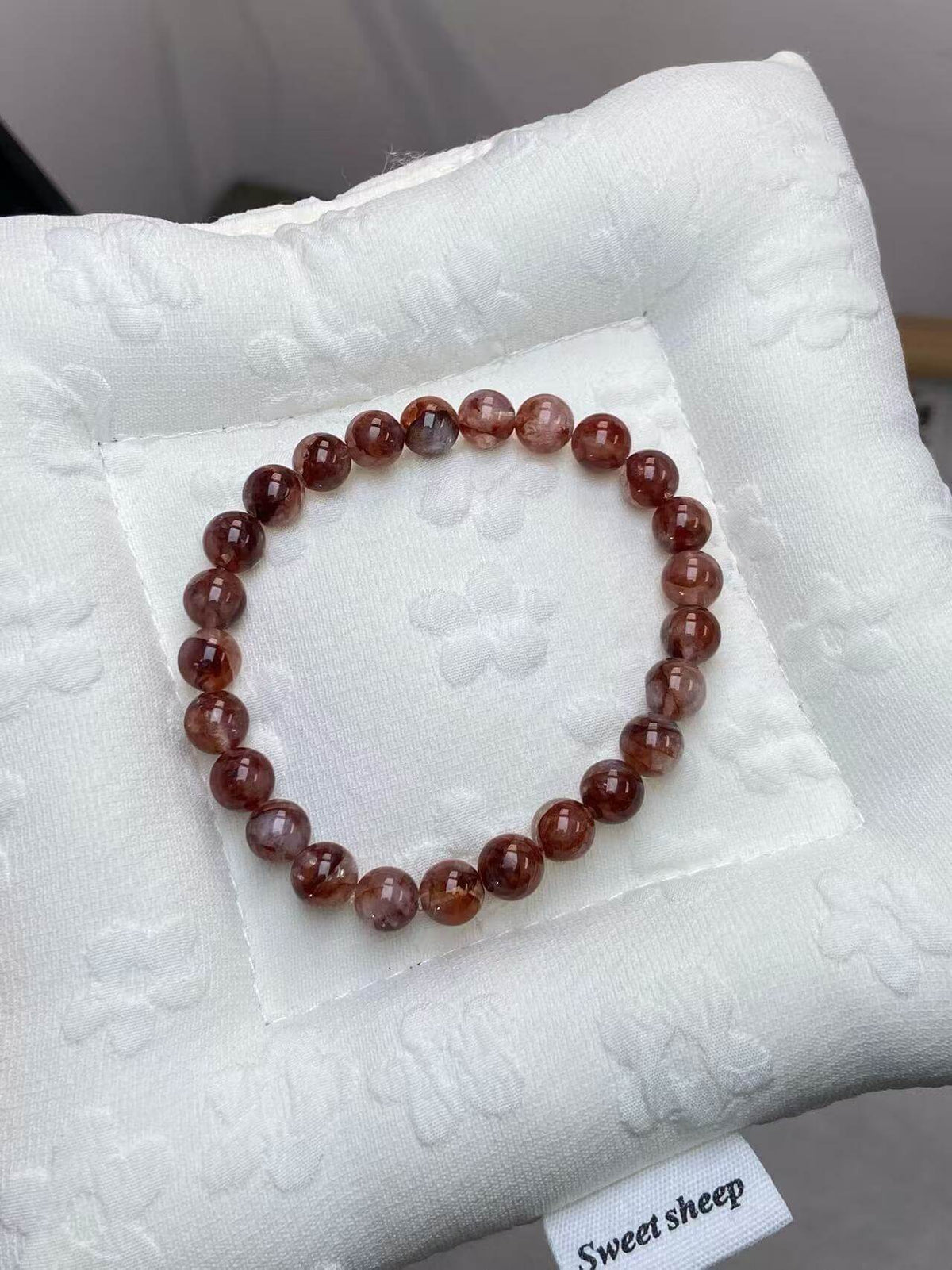 7mm Red Inclusion Quartz Bracelet | Handcrafted Natural Crystal Beaded Jewelry Rooted in Traditional Eastern Cultur