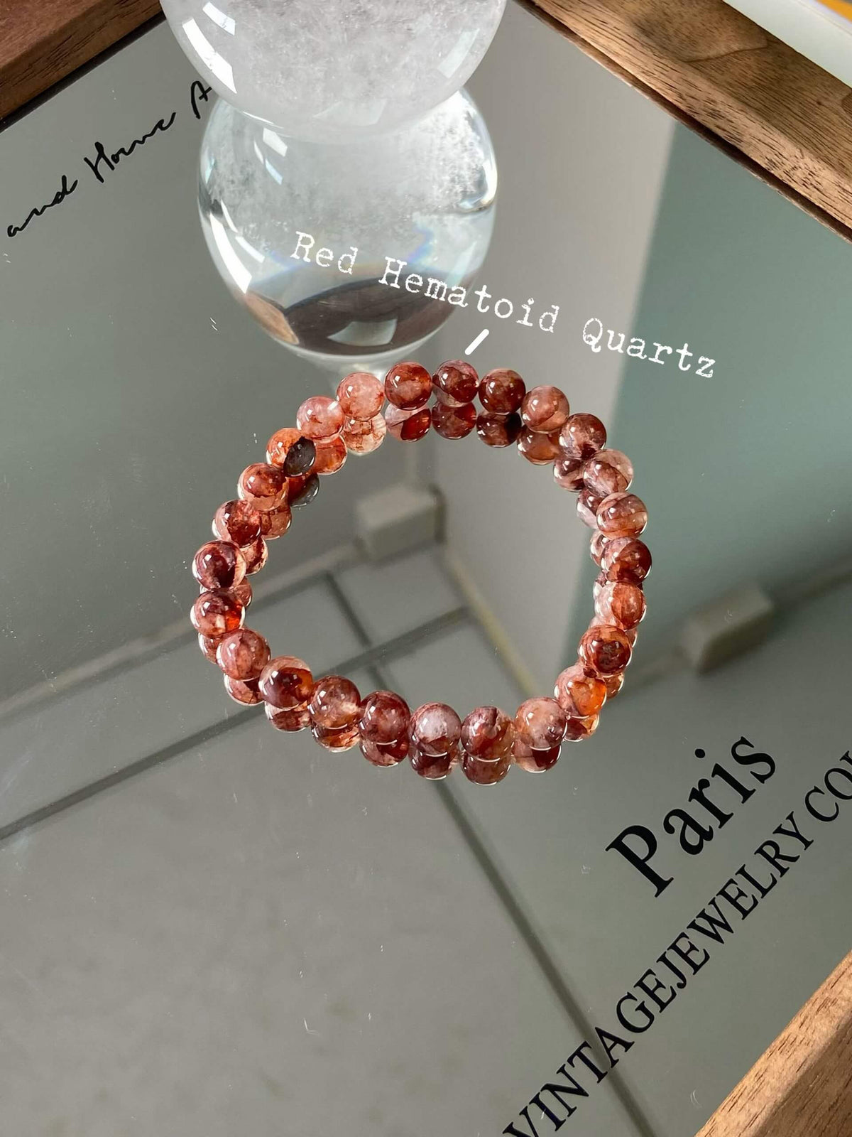 7mm Red Inclusion Quartz Bracelet | Handcrafted Natural Crystal Beaded Jewelry Rooted in Traditional Eastern Cultur