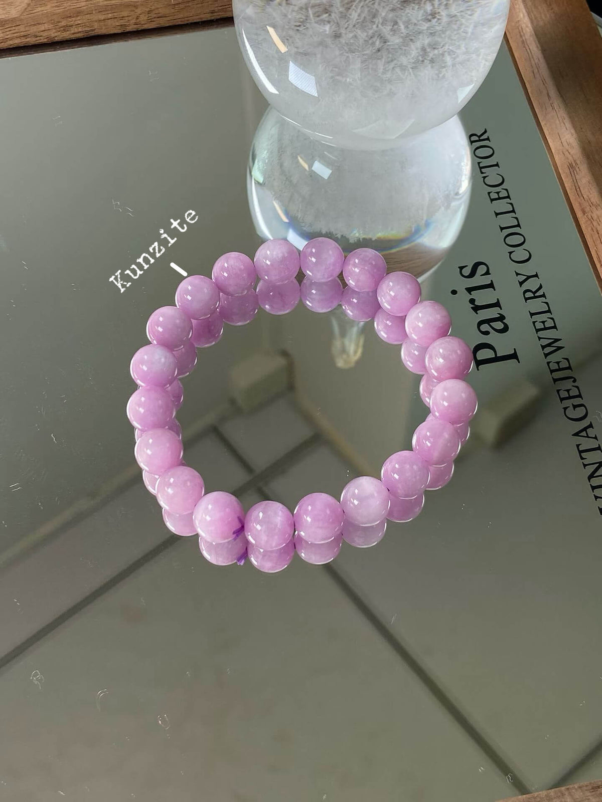 9mm Natural Kunzite Bracelet | Handcrafted Delicate Purple Gemstone Beaded Jewelry Rooted in Traditional Eastern Culture