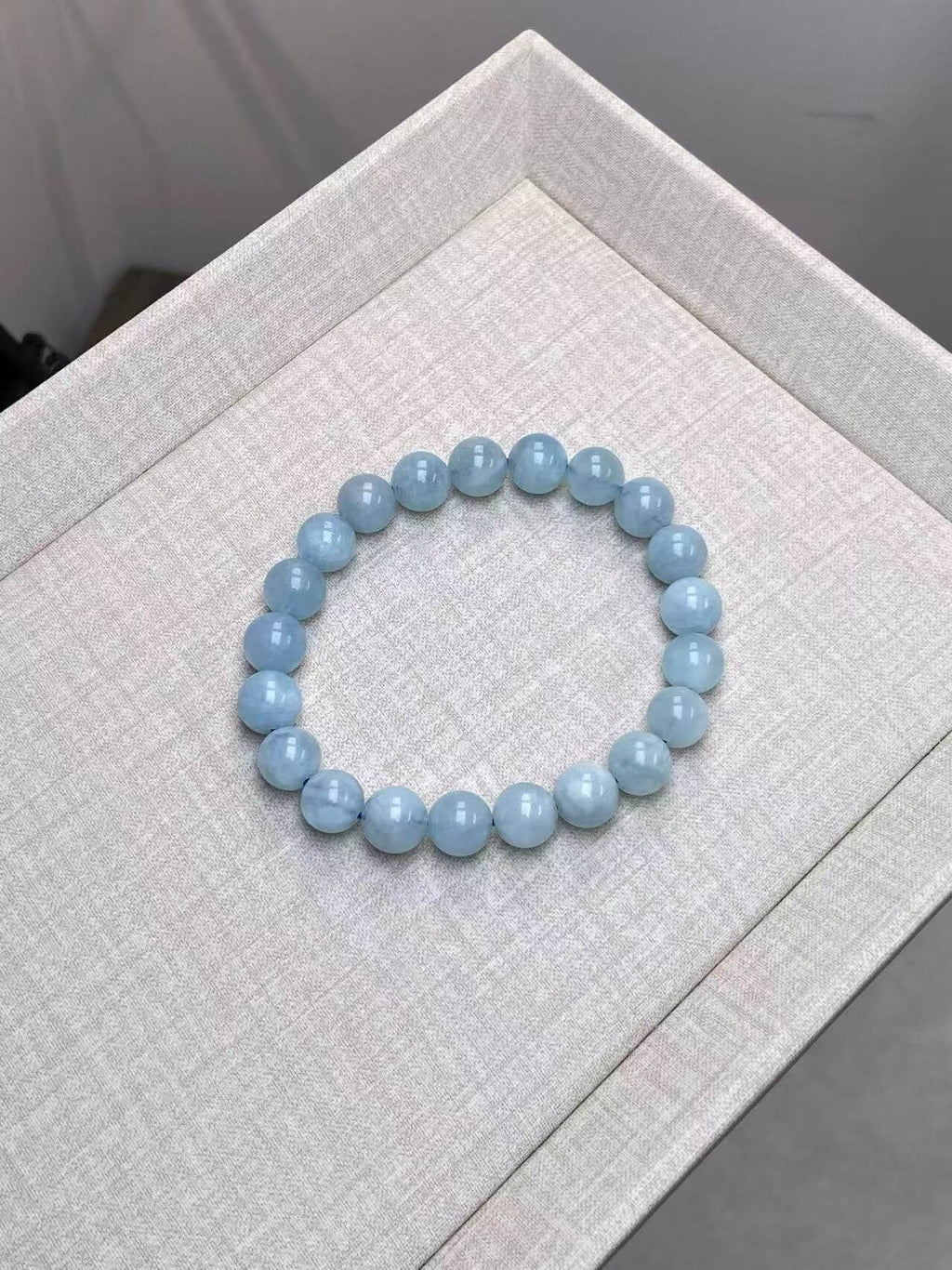 9mm Natural Aquamarine Bracelet | Handcrafted Calming Blue Gemstone Beaded Jewelry Rooted in Traditional Eastern Culture