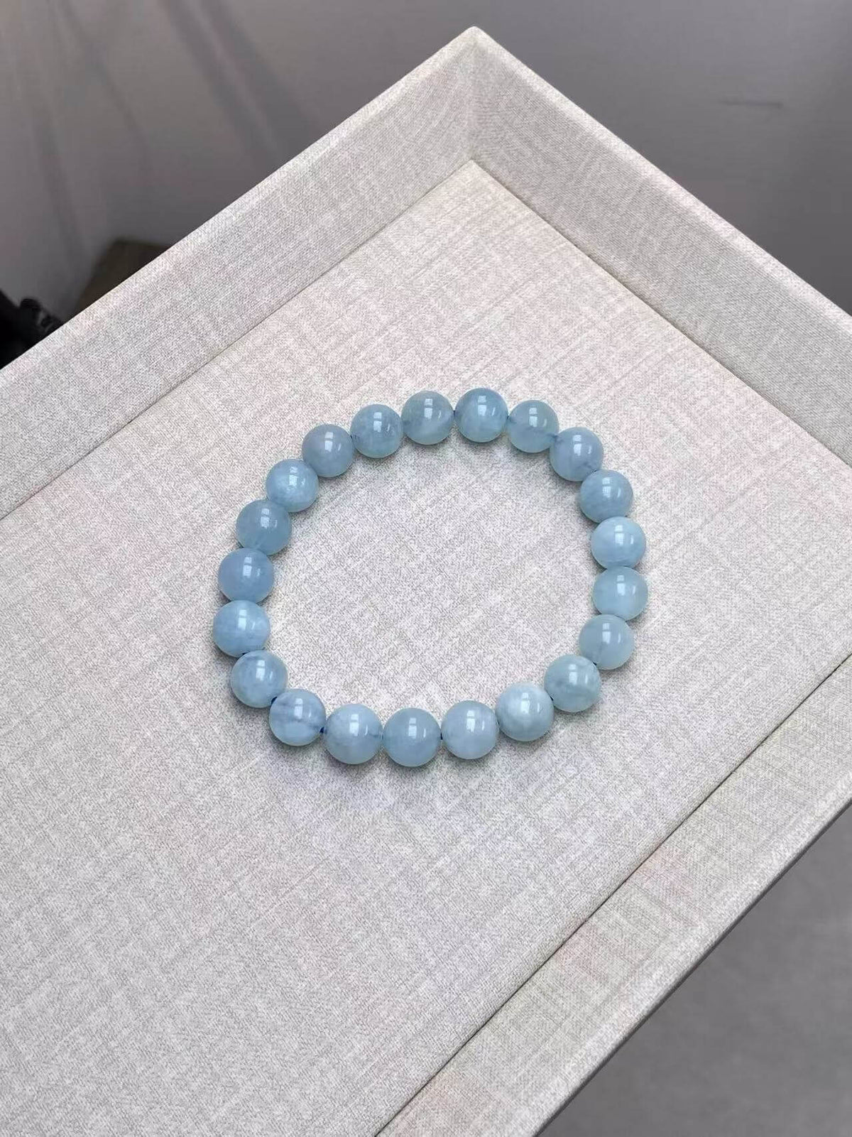 9mm Natural Aquamarine Bracelet | Handcrafted Calming Blue Gemstone Beaded Jewelry Rooted in Traditional Eastern Culture