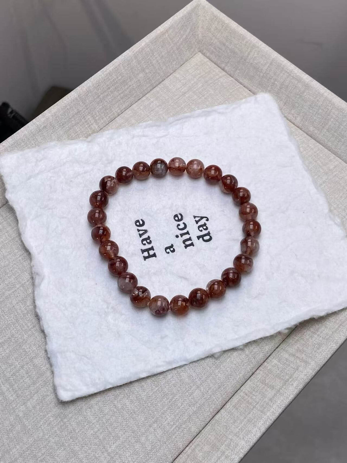 7mm Red Inclusion Quartz Bracelet | Handcrafted Natural Crystal Beaded Jewelry Rooted in Traditional Eastern Cultur