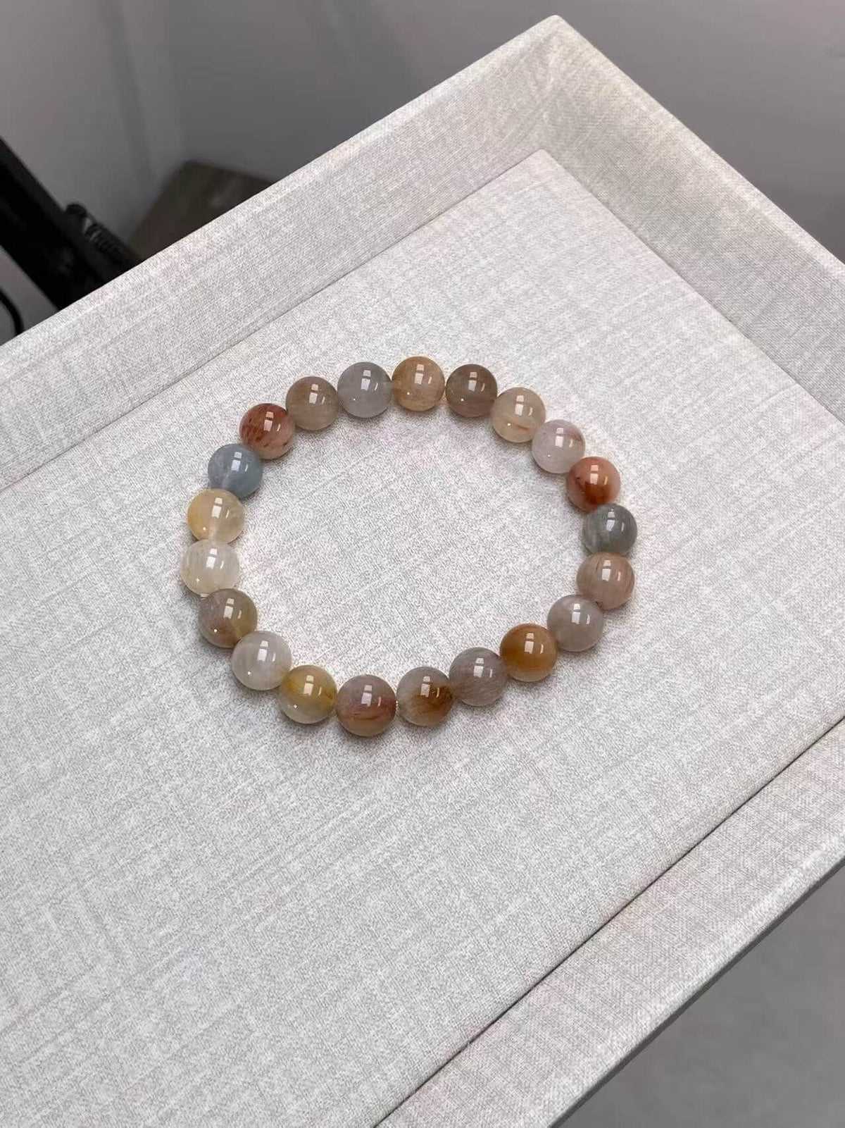 9mm Colorful Rabbit Hair Quartz Bracelet | Handcrafted Natural Crystal Beaded Jewelry Rooted in Traditional Eastern Culture